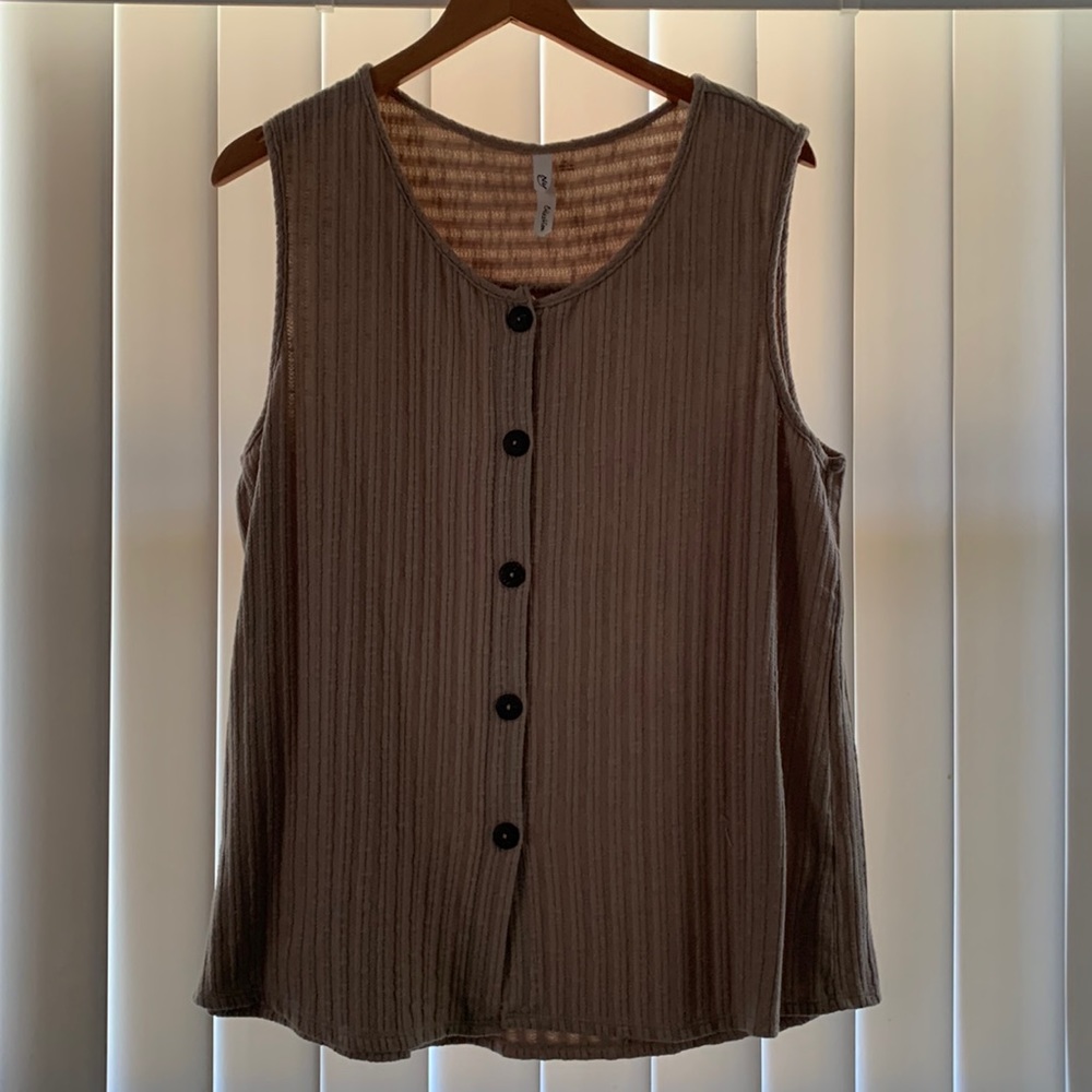 Button Down Tan Tanktop
